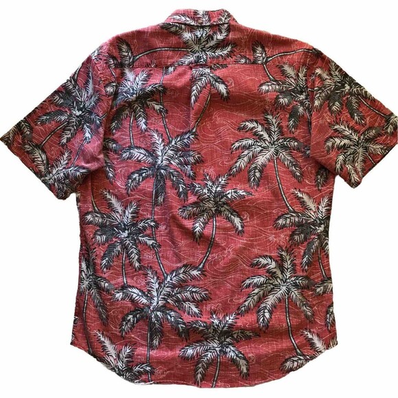 Reyn Spooner Red Cotton Trpoical Palm Tree Casual Mens Shirt - L - Picture 4 of 7
